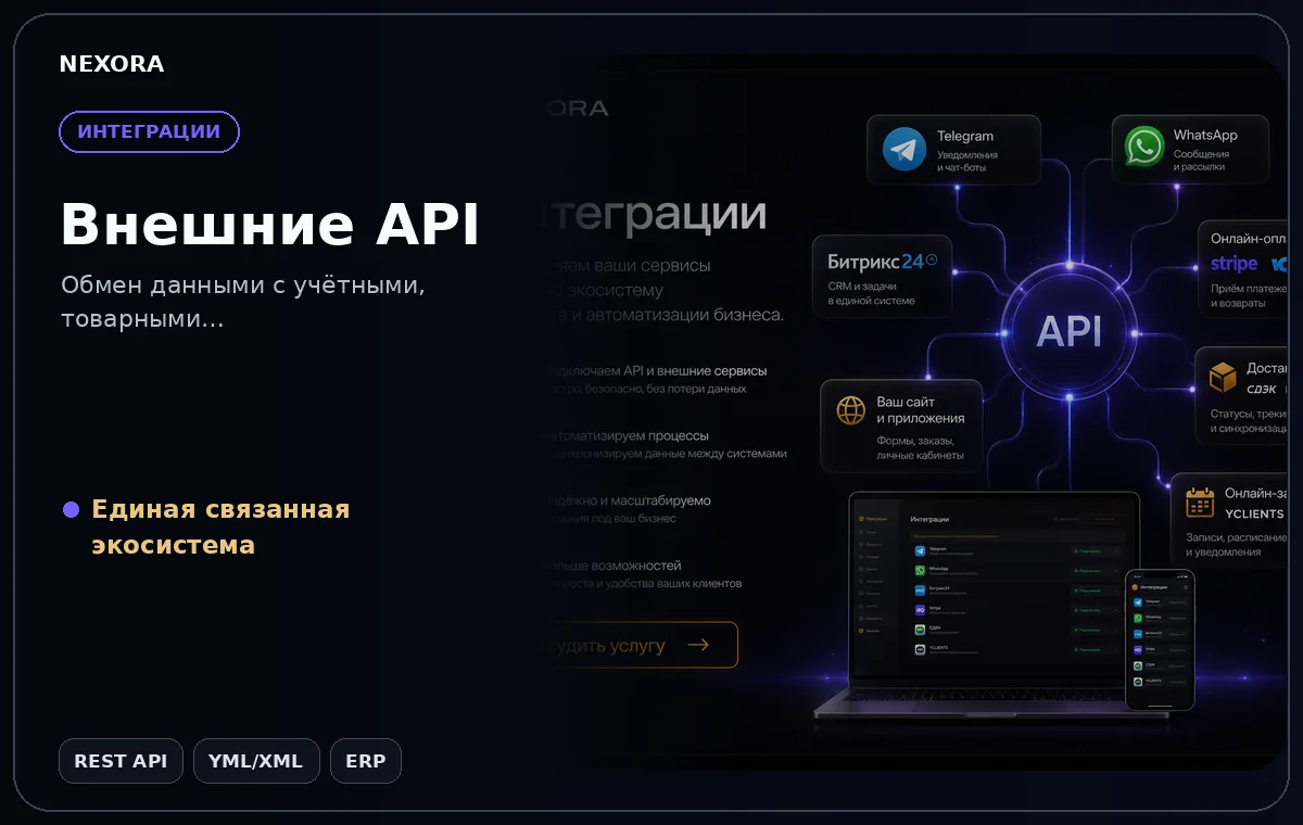 Внешние API — инструменты и сценарий услуги