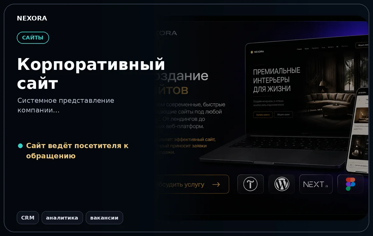 Корпоративный сайт — инструменты и сценарий услуги