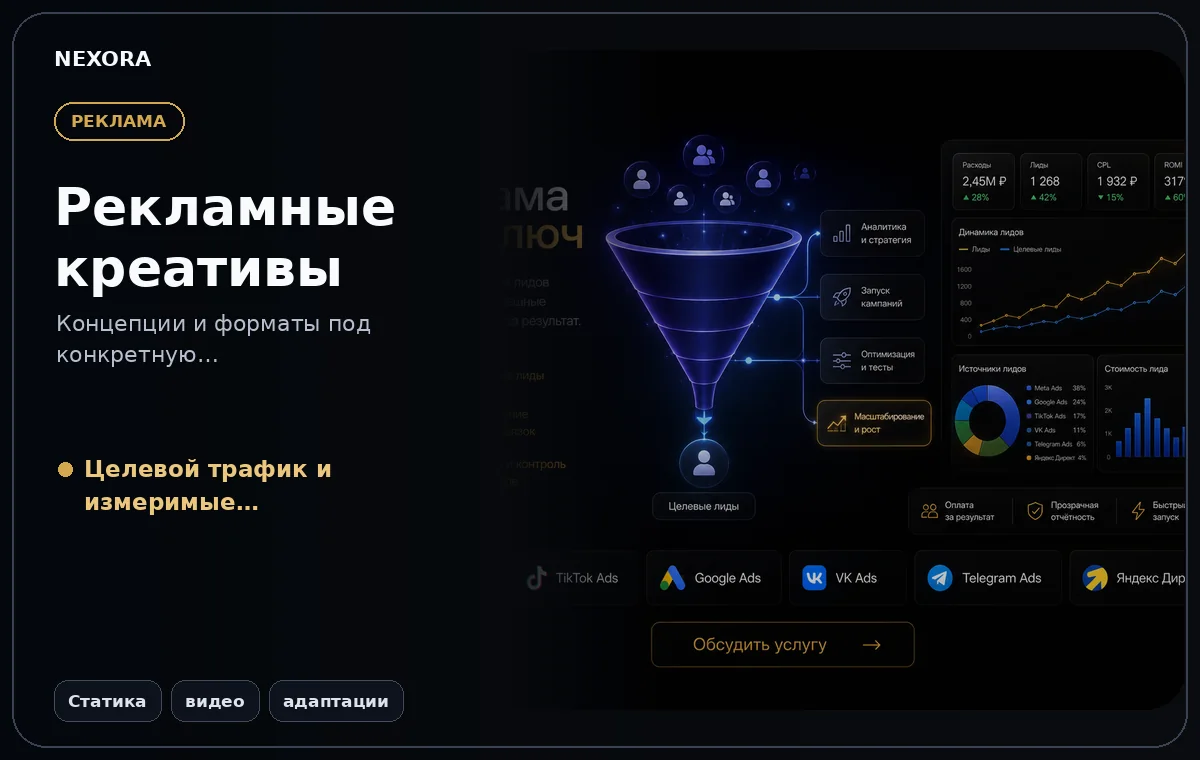 Рекламные креативы — инструменты и сценарий услуги