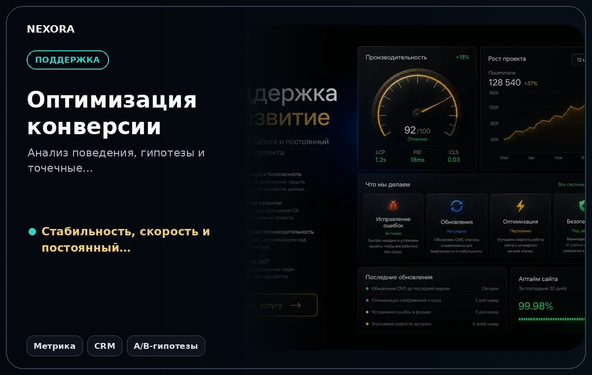 Оптимизация конверсии — инструменты и сценарий услуги