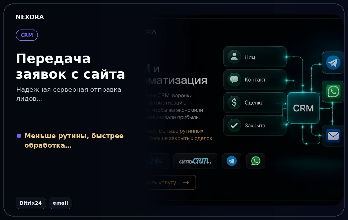 Передача заявок с сайта — инструменты и сценарий услуги